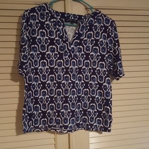 Jones New York Signature blue and white blouse